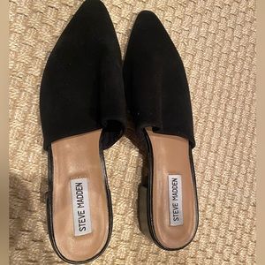 Steve Madden black suede mules size 9.
